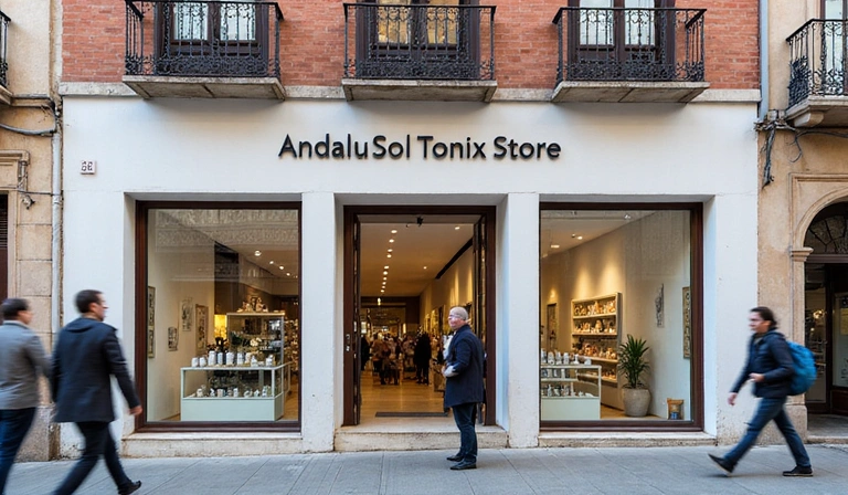 Fachada de la tienda AndaluSolTonixStore en Sevilla